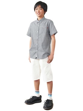 「BLUE CROSS （ブルークロス）のアイテム」を使った、kladskap　クレードスコープさん（キッズ・146cm）の春コーディネート