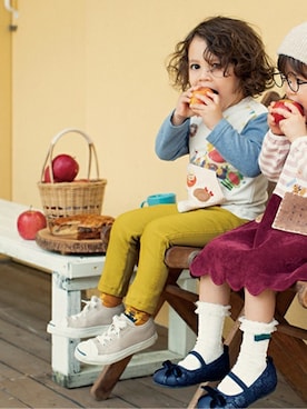 「マスタードイエロー」｜kladskap　クレードスコープさん（キッズ・94cm）の秋コーディネート