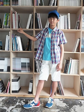 「BLUE CROSS （ブルークロス）のアイテム」を使った、kladskap　クレードスコープさん（キッズ・155cm）の夏コーディネート
