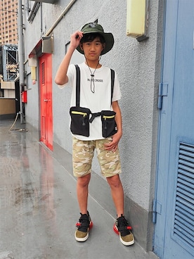 「BLUE CROSS （ブルークロス）のアイテム」を使った、kladskap　クレードスコープさん（キッズ・155cm）の夏コーディネート