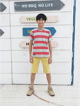 「BLUE CROSS （ブルークロス）のアイテム」を使った、kladskap　クレードスコープさん（キッズ・155cm）の夏コーディネート