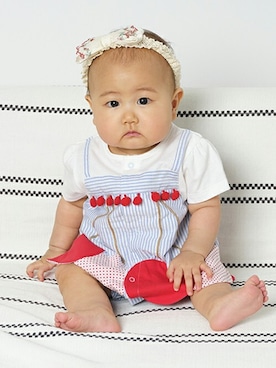 「baby cheer（ベイビーチアー）のアイテム」を使った、kladskap　クレードスコープさん（キッズ・65cm）の春コーディネート