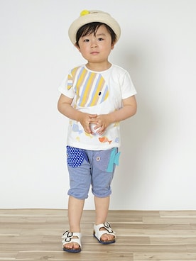 「baby cheer（ベイビーチアー）のアイテム」を使った、kladskap　クレードスコープさん（キッズ・92cm）の春コーディネート