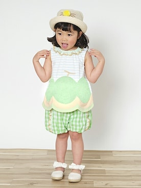 「バルーンパンツ」｜「アイテム（チュニック）」を使った、kladskap　クレードスコープさん（キッズ・90cm）の夏コーディネート