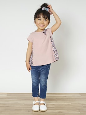 「ラフコーデ」｜「アイテム（チュニック）」を使った、kladskap　クレードスコープさん（キッズ・94cm）の春コーディネート