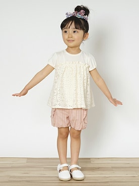 「sense of wonder」｜「アイテム（チュニック）」を使った、kladskap　クレードスコープさん（キッズ・94cm）の春コーディネート