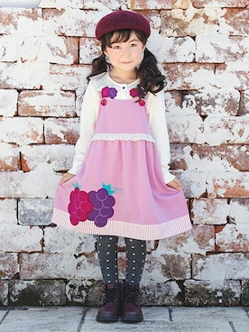 ベイビーチアー　ぶどうジャンスカ　セット baby cheer（ベイビーチアー）の「ぶどうジャンパースカート