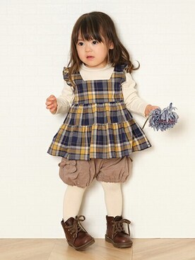 「sense of wonder（センスオブワンダー）のアイテム（レッグウェア）」を使った、kladskap　クレードスコープさん（キッズ・84cm）の秋コーディネート