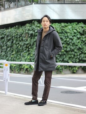 「アイテム（トップス、ブラウン系）」を使った、hataさん（メンズ・175cm）の秋コーディネート