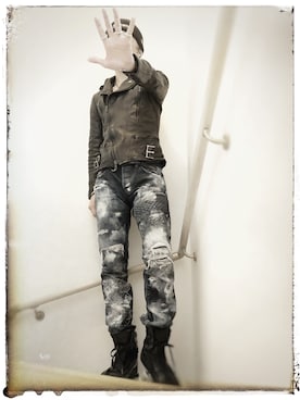 「RAF SIMONS（ラフシモンズ）のアイテム（スニーカー、ブラック系）」を使った、pierceさん（メンズ・175cm）の秋コーディネート