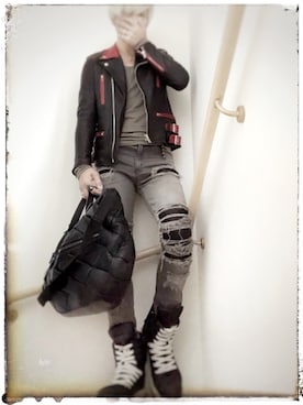 「Moonage Devilment（ムーンエイジデビルメント）のアイテム（ジャケット/アウター）」を使った、pierceさん（メンズ・175cm）の秋コーディネート