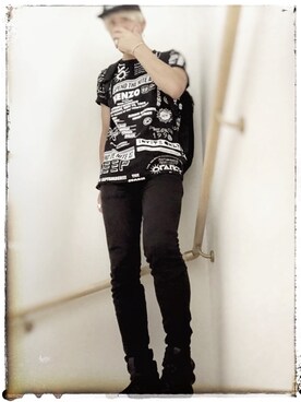 「Y-3（ワイスリー）のY-3 FLAT BACKPACK（バックパック/リュック、ブラック系）」を使った、pierceさん（メンズ・175cm）の夏コーディネート