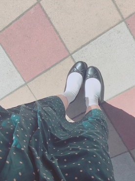 「earth music&ecology（アースミュージックアンドエコロジー）のアイテム（バレエシューズ、ブラック系）」を使った、yocchiさん（レディース・147cm）の夏コーディネート