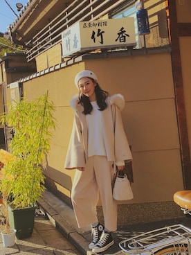 「CONVERSE（コンバース）のアイテム（アクセサリー）」を使った、Constance张梓熙さん（レディース・168cm）の冬コーディネート