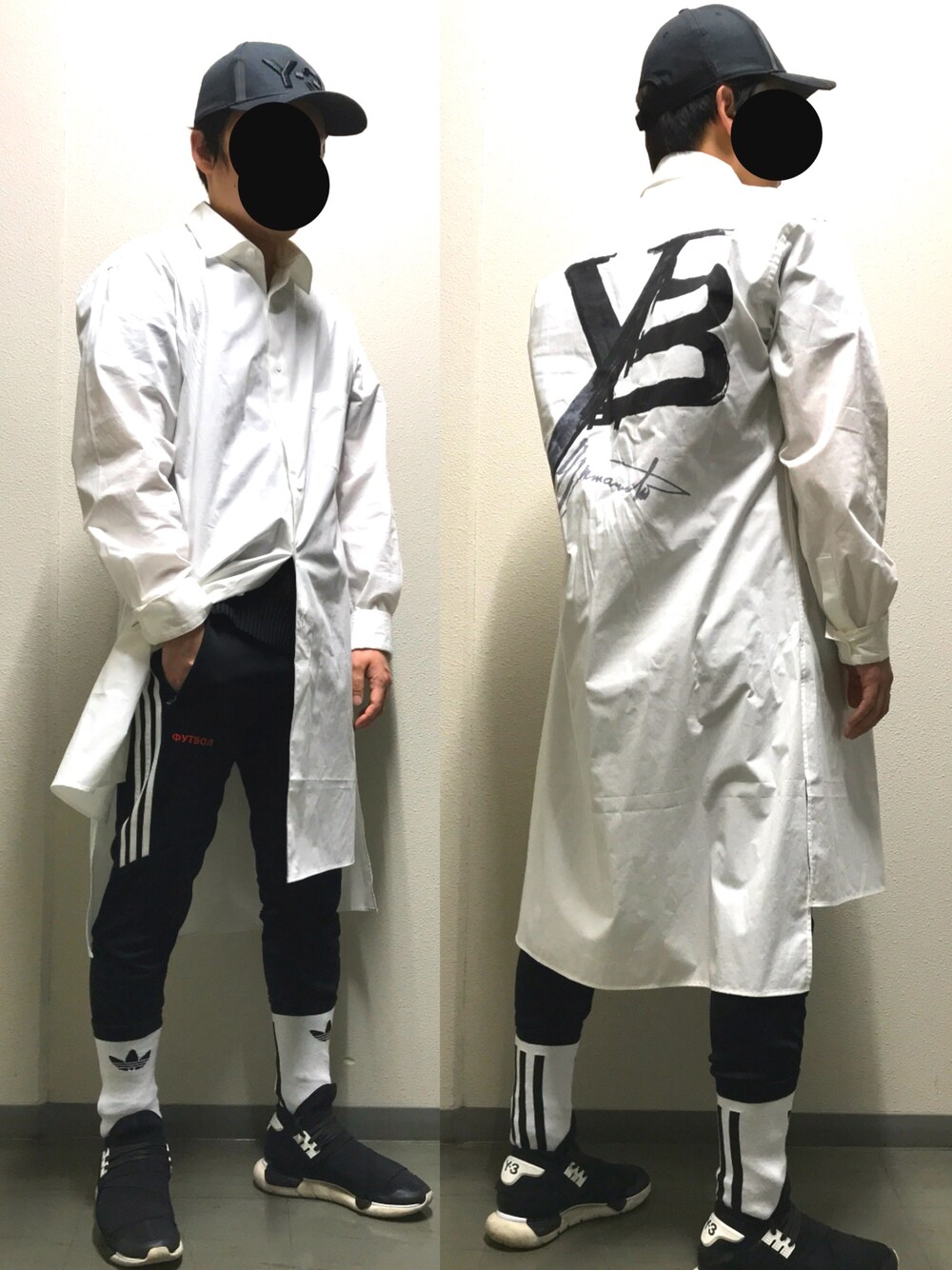 「モノトーン、ストリート、スポーツミックス、アディダス、Y-3、gosharubchinskiy、yohjiyamamoto、ヨウジヤマモト、adidas」｜「Y-3のARCHITECT CAP（キャップ、ブラック系）」を使った、osamu511さん（メンズ・168cm）の夏コーディネートの1枚目の写真