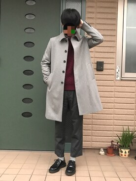 「アイテム（ステンカラーコート）」を使った、カエデ丸@更新率低下😭さん（メンズ・174cm・10代）の冬コーディネート