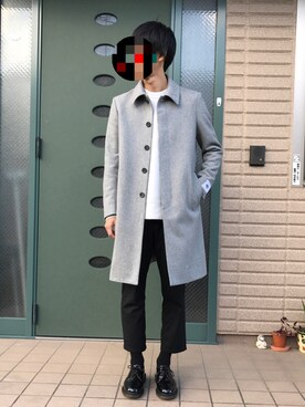 「アイテム（ステンカラーコート）」を使った、カエデ丸@更新率低下😭さん（メンズ・174cm・10代）の冬コーディネート