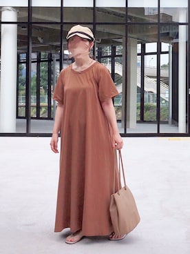 「ワークキャップ」｜「アイテム（ワンピース/ドレス）」を使った、𝚝𝚘𝚞.𝚊さん（レディース・152cm）の夏コーディネート