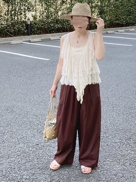 「ビーズバッグ」｜「アイテム（帽子）」を使った、𝚝𝚘𝚞.𝚊さん（レディース・152cm）の夏コーディネート