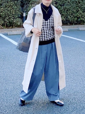 「チドリ柄」｜「アイテム（その他）」を使った、𝚝𝚘𝚞.𝚊さん（レディース・152cm）の秋コーディネート