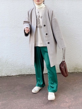 「ノーカラージャケット」｜𝚝𝚘𝚞.𝚊さん（レディース・152cm）の冬コーディネート