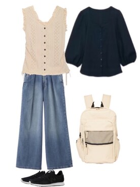 「RUBY AND YOU（ルビーアンドユー）のアイテム（バックパック/リュック）」を使った、EGIさん（レディース・158cm）の夏コーディネート