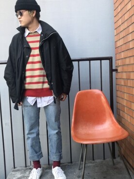 「styling/（スタイリング）のアイテム（その他アウター）」を使った、RYOさん（メンズ・169cm）の冬コーディネート