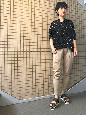 「OURET（オーレット）のアイテム（パンツ）」を使った、funayamaさん（レディース・163cm）の夏コーディネート
