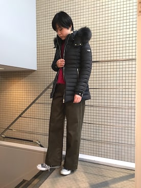 「フユコーデ」｜「アイテム（ダウンジャケット/コート）」を使った、funayamaさん（レディース・163cm）の冬コーディネート