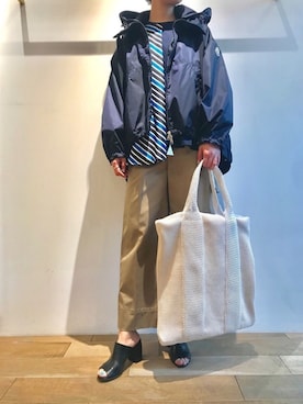 「MONCLER（モンクレール）のアイテム（ナイロンジャケット）」を使った、funayamaさん（レディース・163cm）の春コーディネート