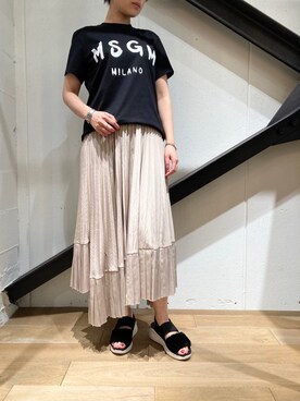 B'2nd 自由ヶ丘｜funayama使用「MSGM（MSGM（エムエスジーエム）HANDWRITE LOGO TEE / ハンドライトロゴTシャツ）」的時尚穿搭