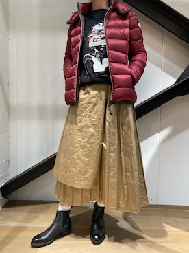 「スエット」｜「アイテム（ダウンジャケット/コート）」を使った、funayamaさん（レディース・163cm）の秋コーディネート