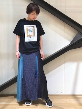 「EARIH（アーリ）のアイテム（スカート）」を使った、funayamaさん（レディース・163cm）の春コーディネート
