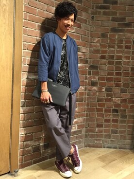 「RAGEBLUE（レイジブルー）のアイテム（クラッチバッグ）」を使った、竹村【RAGEBLUE】さん（メンズ・180cm）の夏コーディネート