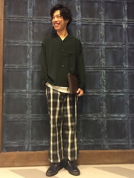 「RAGEBLUE（レイジブルー）のアイテム（クラッチバッグ）」を使った、竹村【RAGEBLUE】さん（メンズ・180cm）の秋コーディネート
