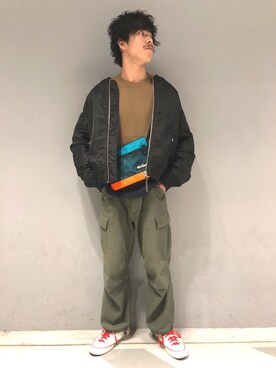 「RAGEBLUE（レイジブルー）のアイテム（MA-1）」を使った、竹村【RAGEBLUE】さん（メンズ・180cm）の秋コーディネート