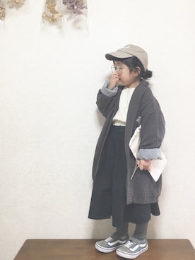「handmade」｜「アイテム（キャップ）」を使った、yunaa さん（キッズ・100cm）の秋コーディネート