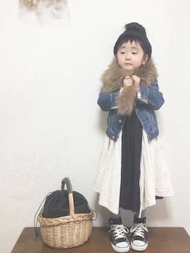 「babygap」｜「アイテム（デニムジャケット）」を使った、yunaa さん（キッズ・100cm）の冬コーディネート