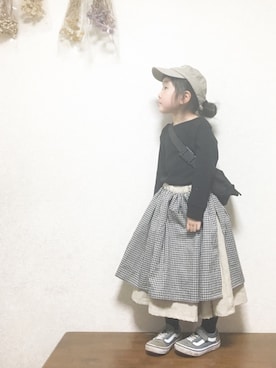 「handmade」｜「アイテム（キャップ）」を使った、yunaa さん（キッズ・100cm）の冬コーディネート