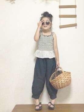 「SMELLY（スメリー）のアイテム」を使った、yunaa さん（キッズ・104cm）の夏コーディネート
