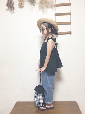 「SMELLY（スメリー）のアイテム」を使った、yunaa さん（キッズ・110cm）の夏コーディネート
