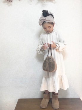 「フリルネック」｜「アイテム（その他）」を使った、yunaa さん（キッズ・110cm）の秋コーディネート