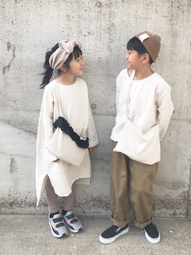 「handmade」｜「アイテム（スリッポン）」を使った、yunaa さん（キッズ・110cm）の秋コーディネート