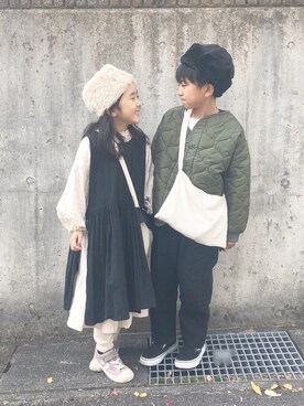 「handmade」｜「アイテム（スリッポン）」を使った、yunaa さん（キッズ・120cm）の冬コーディネート