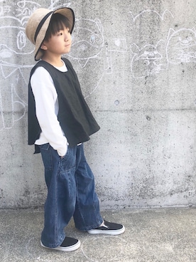 「handmade」｜「アイテム（スリッポン）」を使った、yunaa さん（キッズ・126cm）の春コーディネート