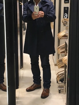 「ZARA（ザラ）のアイテム（ステンカラーコート）」を使った、reborns2さん（メンズ・178cm）の冬コーディネート