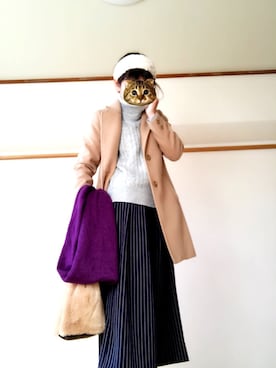 「300円ショップのアイテム（ヘアバンド、ホワイト系）」を使った、たんたん☺︎さん（レディース・157cm）の冬コーディネート