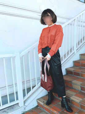 「シアタープロダクツ(THEATRE PRODUCTS)」｜「アイテム（ブーツ）」を使った、bambiさん（レディース・160cm）の秋コーディネート