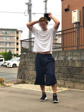 「MYne（マイン）のアイテム（キャップ）」を使った、しょーけーさん（メンズ・186cm）の夏コーディネート