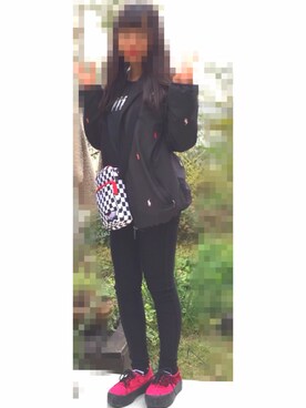 「チェッカー柄」｜「アイテム（ジャケット/アウター）」を使った、eee👽さん（レディース・153cm）の秋コーディネート